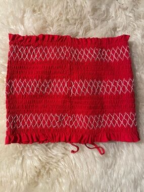 Garage Red Ruffled Tube Top